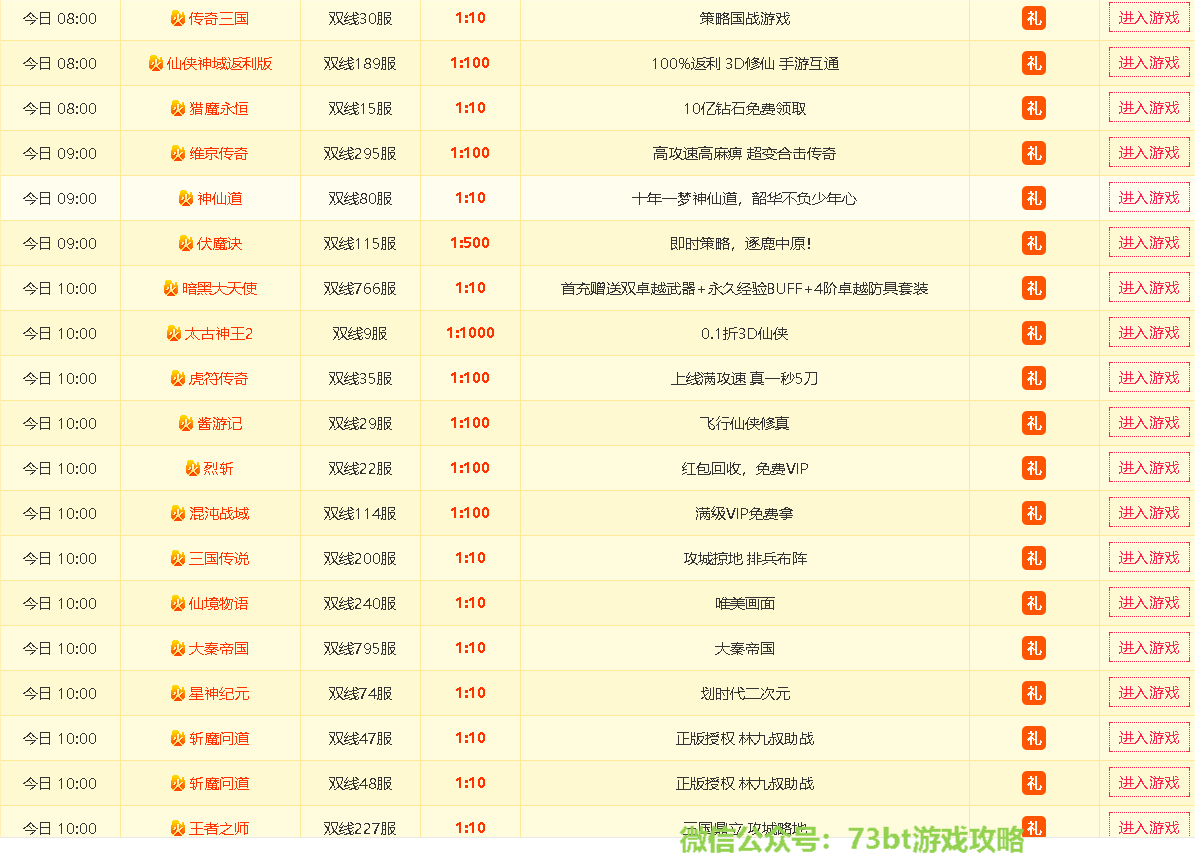 新传奇类网页游戏开服表九游会国际入口揭秘最(图1)